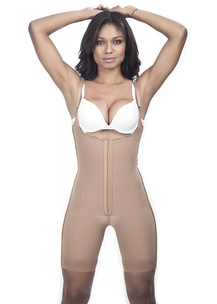 Thin Strap Girdle - Half Leg -  Front View -  Nude Cocoa
